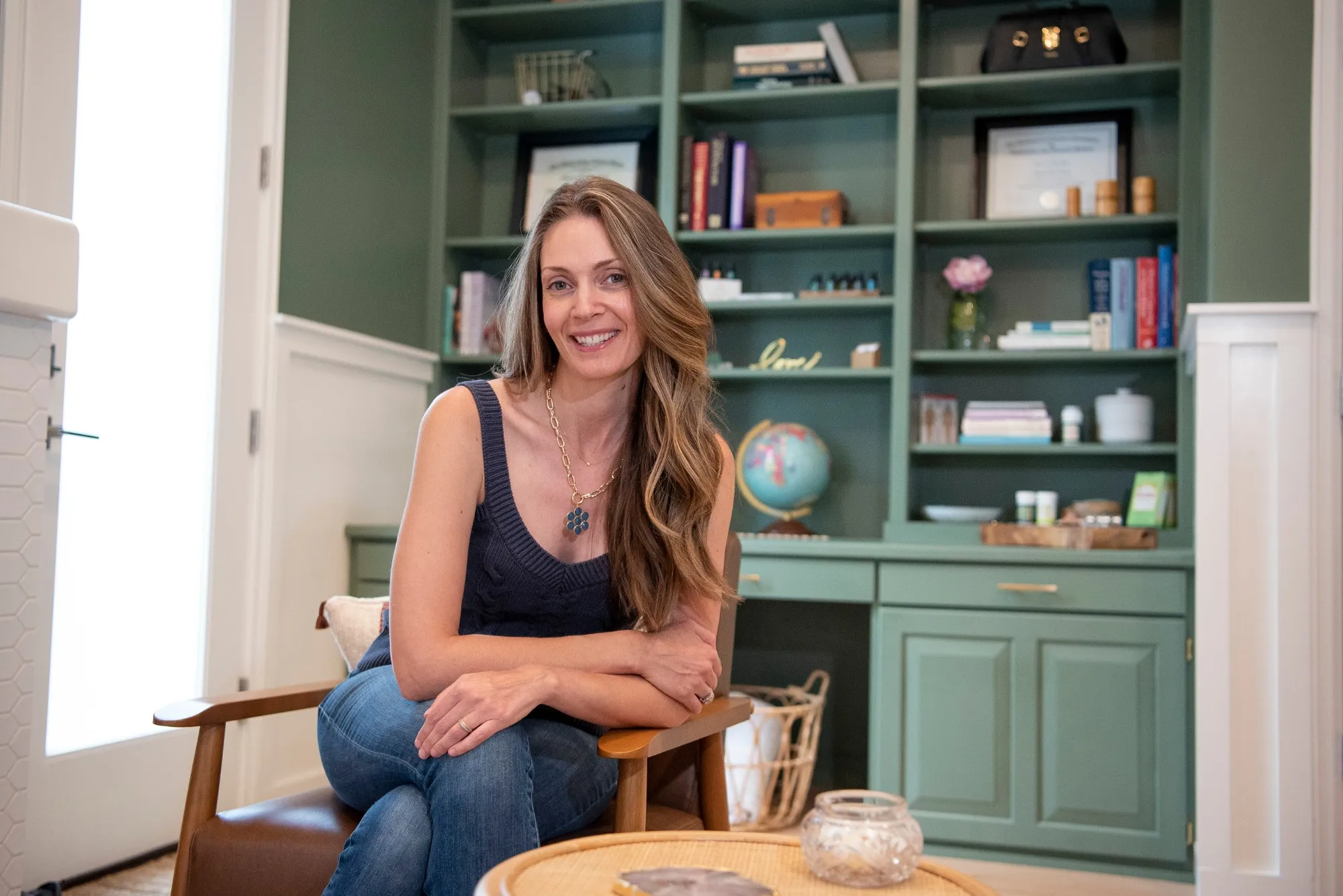 Megan Moon Long in her Golden wellness studio